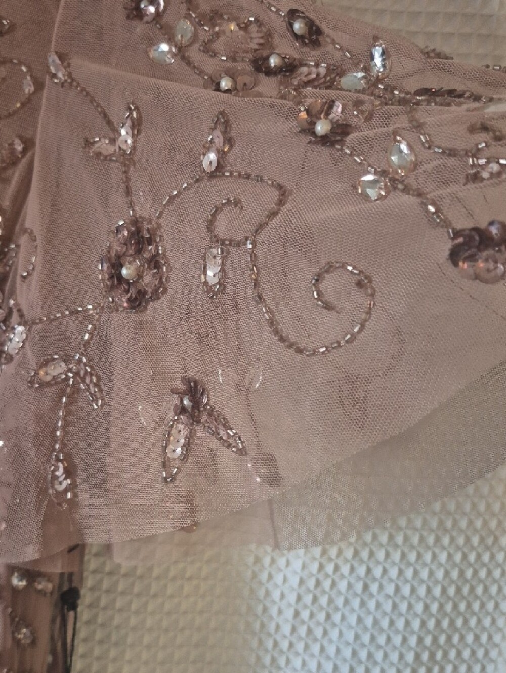 Adrianna Papell Blush Pink Beaded Midi Dress - Picture 7 of 14